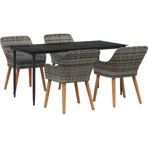 VidaXL Gray Synthetic Rattan 5-Piece Dining Set - Dining Set VidaXL Gray Synthetic Rattan 5-Piece Dining Set - Dining Set