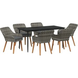 VidaXL Garden Dining Set 7 pcs Gray Rattan VidaXL Garden Dining Set 7 pcs Gray Rattan