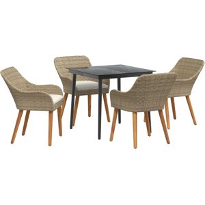 Vidaxl Beige Synthetic Rattan Garden Dining Set - Garden Furniture Vidaxl Beige Synthetic Rattan Garden Dining Set - Garden Furniture