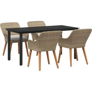 vidaxl Beige Synthetic Rattan Garden Dining Set - Garden Furniture vidaxl Beige Synthetic Rattan Garden Dining Set - Garden Furniture