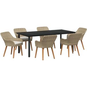 VidaXL Garden Dining Set 7 pcs Beige - Garden Furniture VidaXL Garden Dining Set 7 pcs Beige - Garden Furniture