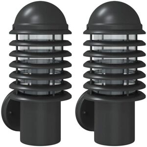 vidaXL Outdoor Wall Lights - 2 pcs Black Stainless Steel vidaXL Outdoor Wall Lights - 2 pcs Black Stainless Steel