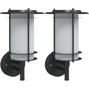 vidaXL Black Outdoor Wall Lights 2pcs - Wall Lights vidaXL Black Outdoor Wall Lights 2pcs - Wall Lights