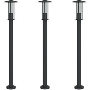 vidaXL Outdoor Floor Lamps - 3pcs Black Stainless Steel vidaXL Outdoor Floor Lamps - 3pcs Black Stainless Steel