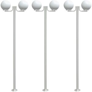 vidaXL Outdoor Floor Lamps 3pcs Silver Stainless Steel - Outdoor Floor Lamps vidaXL Outdoor Floor Lamps 3pcs Silver Stainless Steel - Outdoor Floor Lamps