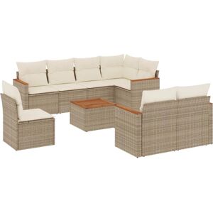 Vidaxl Beige 9-delt Have Møbel Sæt - Udendørs Møbler Vidaxl Beige 9-delt Have Møbel Sæt - Udendørs Møbler
