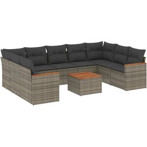 vidaXL 9-Tlg. Garten-Sofagarnitur Mit Kissen Beige Poly Rattan vidaXL 9-Tlg. Garten-Sofagarnitur Mit Kissen Beige Poly Rattan