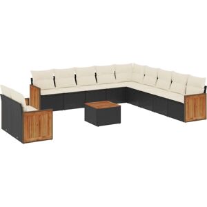 VidaXL Gartenset - Schwarz und Creme - 12-tlg. Garten-Sofagarnitur VidaXL Gartenset - Schwarz und Creme - 12-tlg. Garten-Sofagarnitur