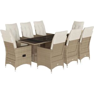 Set de masă pentru grădină vidaXL 9 piese din ratan sintetic bej Set de masă pentru grădină vidaXL 9 piese din ratan sintetic bej
