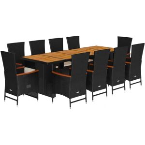 VidaXL Gartenmöbel-Set - Schwarz - Essgruppe mit verstellbaren Liegestühlen VidaXL Gartenmöbel-Set - Schwarz - Essgruppe mit verstellbaren Liegestühlen