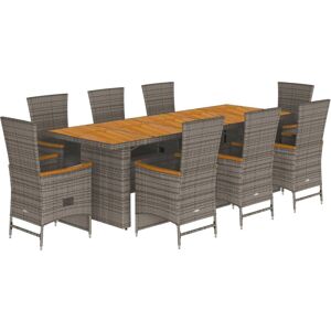 VidaXL Gartenmöbel-Set - Grau, 9-teiliges Essset mit Kissen VidaXL Gartenmöbel-Set - Grau, 9-teiliges Essset mit Kissen