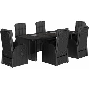 vidaXL 7-Tlg. Garten-Essgruppe mit Kissen Schwarz vidaXL 7-Tlg. Garten-Essgruppe mit Kissen Schwarz