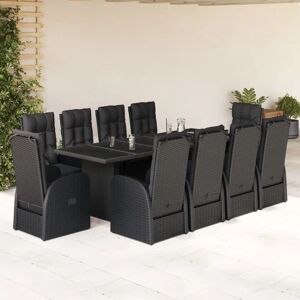 vidaXL 11 Piece Garden Dining Set with Cushions Black Poly Rattan vidaXL 11 Piece Garden Dining Set with Cushions Black Poly Rattan