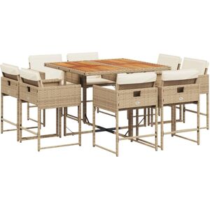 vidaXL 9-Teilig Garten-Essgruppe Mit Kissen Schwarz vidaXL 9-Teilig Garten-Essgruppe Mit Kissen Schwarz