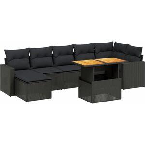 vidaXL 8-Teiliges Gartensofa-Set Mit Kissen Schwarz Poly Rattan vidaXL 8-Teiliges Gartensofa-Set Mit Kissen Schwarz Poly Rattan