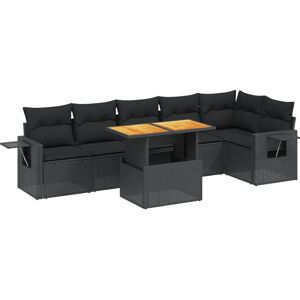 vidaXL 7-Tlg. Garten-Sofagarnitur Mit Kissen Schwarz Poly Rattan vidaXL 7-Tlg. Garten-Sofagarnitur Mit Kissen Schwarz Poly Rattan