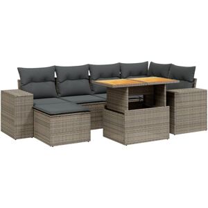 vidaXL Garden Sofa Set 7 Piece with Cushions Outdoor Sofa Grey Poly Rattan vidaXL Garden Sofa Set 7 Piece with Cushions Outdoor Sofa Grey Poly Rattan