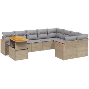 vidaXL 10-Tlg. Garten-Sofagarnitur Mit Kissen Schwarz Poly Rattan Beige vidaXL 10-Tlg. Garten-Sofagarnitur Mit Kissen Schwarz Poly Rattan Beige