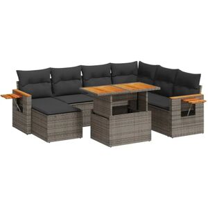 vidaXL 8-Tlg. Garten-Sofagarnitur Mit Kissen Schwarz Poly Rattan vidaXL 8-Tlg. Garten-Sofagarnitur Mit Kissen Schwarz Poly Rattan
