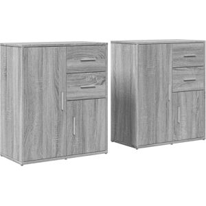 vidaXL Sideboard Grey Sonoma 2 pcs 60x31x70 cm Engineered Wood vidaXL Sideboard Grey Sonoma 2 pcs 60x31x70 cm Engineered Wood