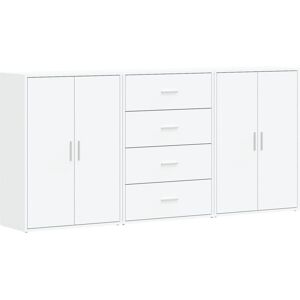 vidaXL White 3-Piece Sideboard Set - Engineered Wood vidaXL White 3-Piece Sideboard Set - Engineered Wood