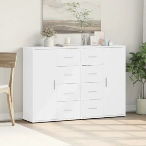 vidaXL White Engineered Wood Sideboards 2 pcs - Sideboard vidaXL White Engineered Wood Sideboards 2 pcs - Sideboard