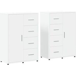 vidaXL White Engineered Wood Sideboards 2 pcs - Sideboard vidaXL White Engineered Wood Sideboards 2 pcs - Sideboard