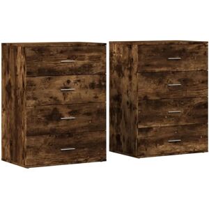 vidaXL Brown Oak 2 pcs Sideboards - Sideboards vidaXL Brown Oak 2 pcs Sideboards - Sideboards