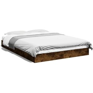 vidaXL Bed Frame Smoked Oak 140x200 cm - Bed Base vidaXL Bed Frame Smoked Oak 140x200 cm - Bed Base
