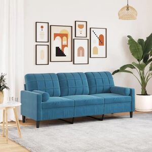 Canapé Velours 3 Places Bleu - Mobilier Salon Canapé Velours 3 Places Bleu - Mobilier Salon