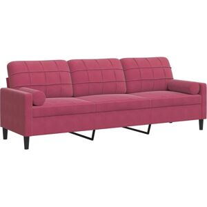 vidaXL 3-personers sofa i fløjl - Rød vidaXL 3-personers sofa i fløjl - Rød