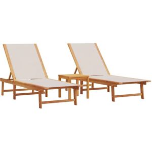 vidaXL Gartensessel 2x Sonnenliege Tisch Grau Akazienholz vidaXL Gartensessel 2x Sonnenliege Tisch Grau Akazienholz