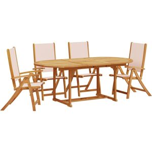 vidaXL Gartenmöbel-Set - Massiv Akazienholz, Erweiterbarer Tisch, 4 Stühle vidaXL Gartenmöbel-Set - Massiv Akazienholz, Erweiterbarer Tisch, 4 Stühle