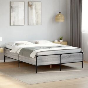 vidaXL Bed Frame Grey Sonoma 140x200 cm - Bed Frame vidaXL Bed Frame Grey Sonoma 140x200 cm - Bed Frame