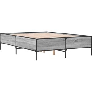 vidaXL Grey Sonoma Bed Frame - 120x190 cm - Bed Base & Mattress Support vidaXL Grey Sonoma Bed Frame - 120x190 cm - Bed Base & Mattress Support