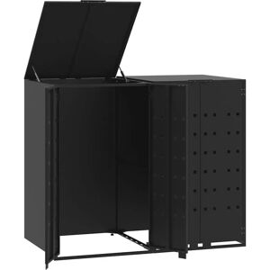 vidaXL Steel Bin Storage for 2 Bins - Discreet Garden Organizer vidaXL Steel Bin Storage for 2 Bins - Discreet Garden Organizer