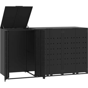 vidaXL Black Steel 3-Bin Storage Shed - Garden Discreet Waste Bin Cabinet vidaXL Black Steel 3-Bin Storage Shed - Garden Discreet Waste Bin Cabinet