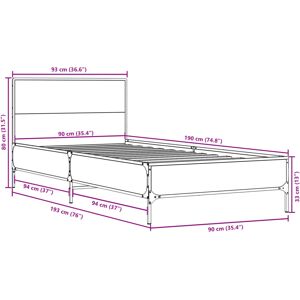 vidaXL Bed Frame Brown Oak 150x200 cm - Bed frame vidaXL Bed Frame Brown Oak 150x200 cm - Bed frame