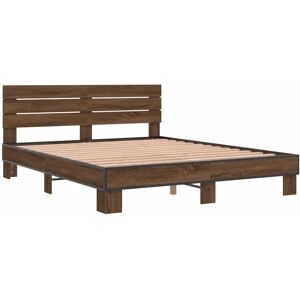 vidaXL Bed Frame Brown Oak 150x200 cm - Bed Frame vidaXL Bed Frame Brown Oak 150x200 cm - Bed Frame