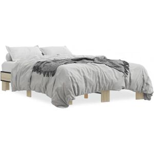 vidaXL Bettgestell Sonoma Eiche 150x200 cm - Holz & Metall vidaXL Bettgestell Sonoma Eiche 150x200 cm - Holz & Metall