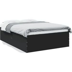 vidaXL Black Engineered Wood Bed Frame - Support for 120x200 cm Mattress vidaXL Black Engineered Wood Bed Frame - Support for 120x200 cm Mattress