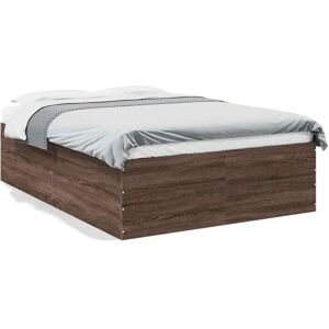 vidaXL Bed Frame Brown Oak - 120x190 cm - Modern Support vidaXL Bed Frame Brown Oak - 120x190 cm - Modern Support
