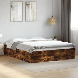 vidaXL Bed Frame Smoked Oak 150x200 cm - Bed Type vidaXL Bed Frame Smoked Oak 150x200 cm - Bed Type