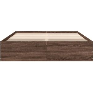 vidaXL Bed Frame Brown Oak 150x200 cm - Bedstead with Slats vidaXL Bed Frame Brown Oak 150x200 cm - Bedstead with Slats