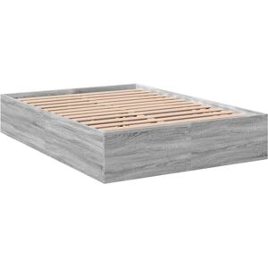 vidaXL Grey Sonoma Bed Frame 135x190 cm - Modern Support vidaXL Grey Sonoma Bed Frame 135x190 cm - Modern Support