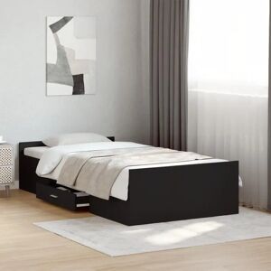 vidaXL Bed Frame with Drawers - Bed Base, Black, 75x190cm vidaXL Bed Frame with Drawers - Bed Base, Black, 75x190cm