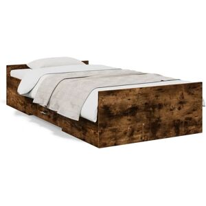 vidaXL Smoked Oak Bed Frame with Drawers - 75x190cm vidaXL Smoked Oak Bed Frame with Drawers - 75x190cm