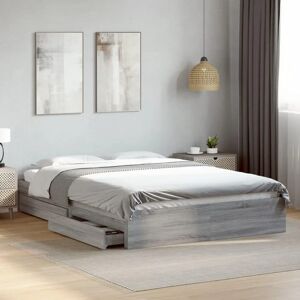 vidaXL Grey Sonoma Bed Frame Double with Drawers - Bed Type vidaXL Grey Sonoma Bed Frame Double with Drawers - Bed Type