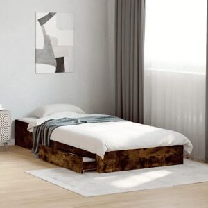 vidaXL Bed Frame with Drawers Smoked Oak - Bed Type vidaXL Bed Frame with Drawers Smoked Oak - Bed Type