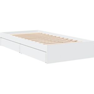 vidaXL Bed Frame with Drawers - Engineered Wood - White - 90x200 cm - Bed Type vidaXL Bed Frame with Drawers - Engineered Wood - White - 90x200 cm - Bed Type